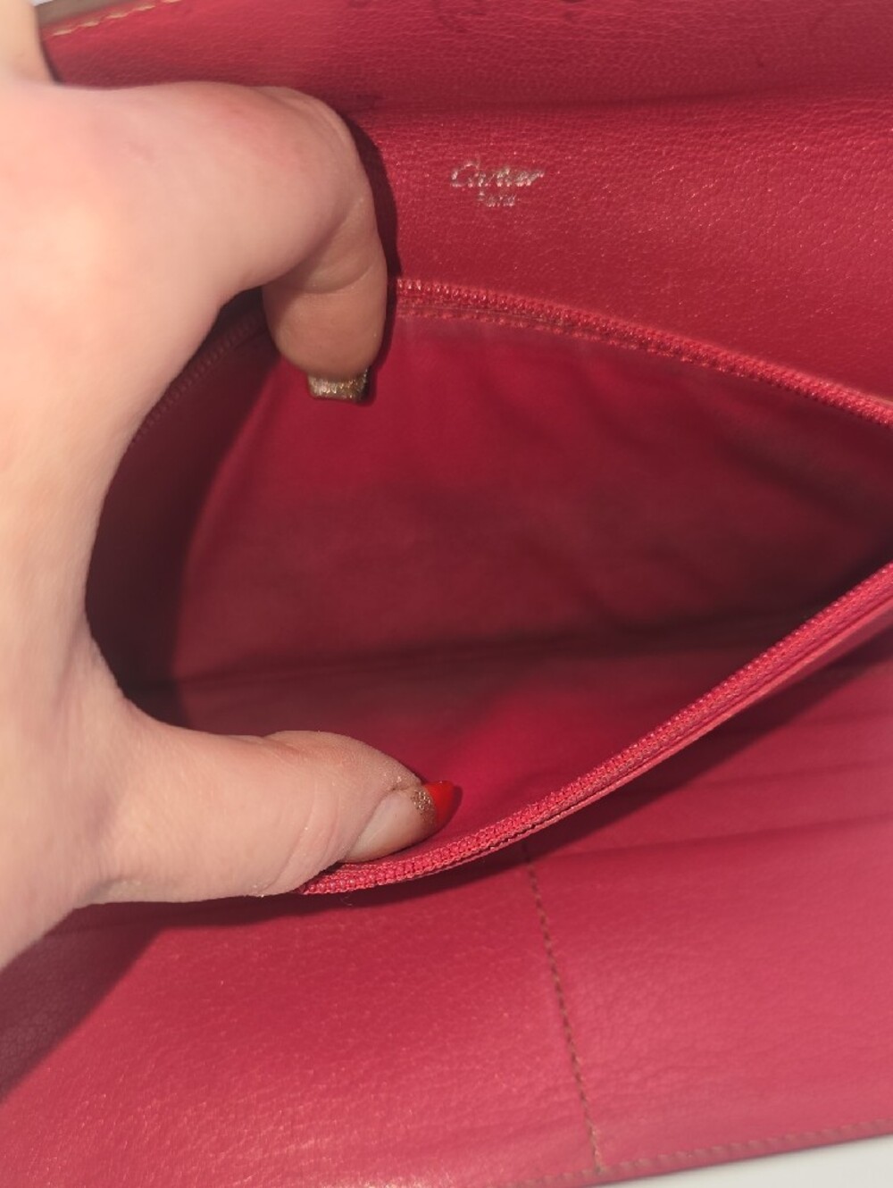 Cartier Pink Envelope Long Snap Wallet Silver Hardware Chain/Divider (GOOD) ๐ - Picture 6 of 15